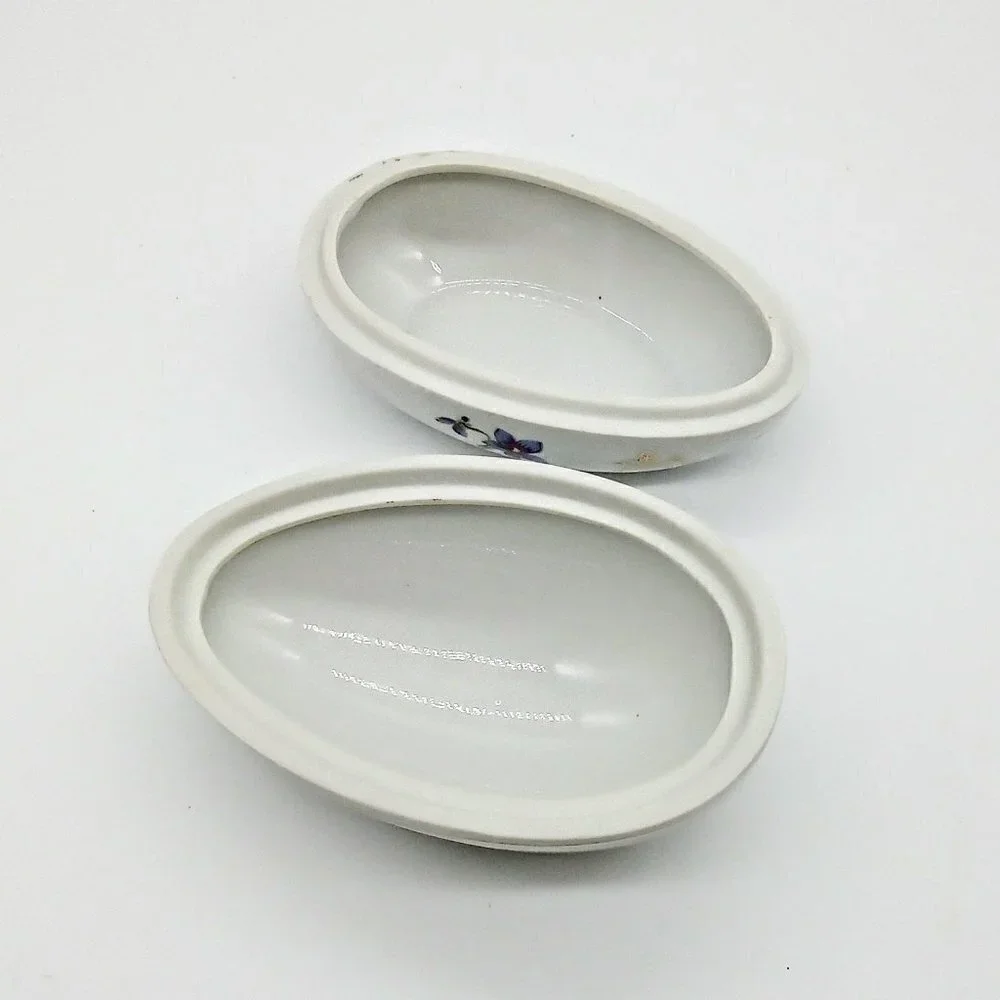 Vintage Lefton China Hand-Painted Porcelain Egg Trinket Box